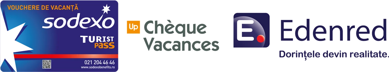Acceptăm plată cu tichete de vacanță Sodexo, Cheque Vacances și Edenred